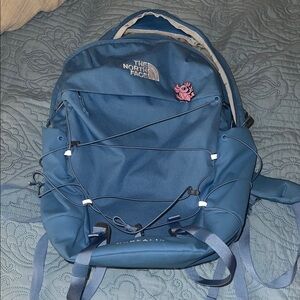 The North Face Teal Backpack with Bungee Cord